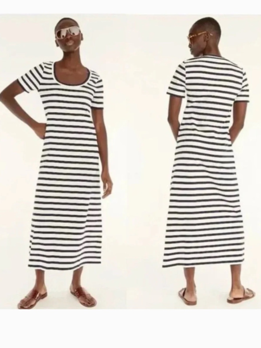 J Crew Navy and White knit scoop-neck midi dress size Medium